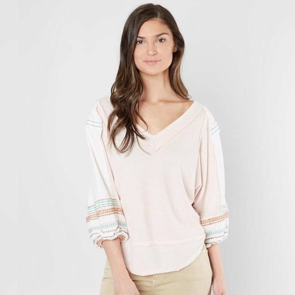 FREE PEOPLE We The Free Bubble Tee Shirt Top Pink Large-L $98 OB778756